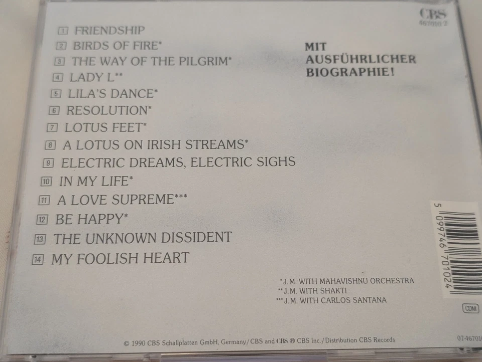 John McLaughlin Greatest Hits 1990 CD Zustand sehr gut Birds of Fire Lady L - Bild 4 von 4