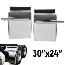 Pair Stainless Steel 30"x24" Quarter Fender W/Flush Mount Bracket For Semi Truck