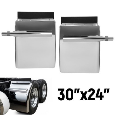 Pair Stainless Steel 30''x24'' Quarter Fender W/Flush Mount Bracket For Semi Truck