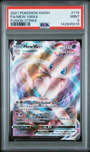 2021 POKEMON SWORD & SHIELD FUSION STRIKE #114 FULL ART/MEW VMAX PSA 9