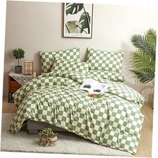 Green White Plaid Size Comforter Sets 3Pcs Grid Bedding Full Sage Green Grid