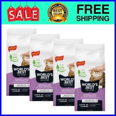 4 pack, WORLD'S BEST CAT LITTER with Lavender Scent for Multiple Cats - 8 lb Bag