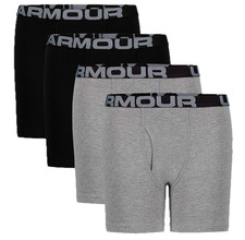Under Armour Boys' Charged Stretch Jock Boxer Briefs Black Gray Youth XL