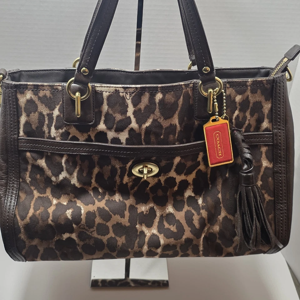 Bolso de mano Coach Park cadena ocelote estampado de leopardo bolso bandolera Foto 2 de 4