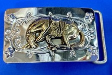 End Of The Trail Cowboys Horse With Head Down Two Tone Western Belt Buckle