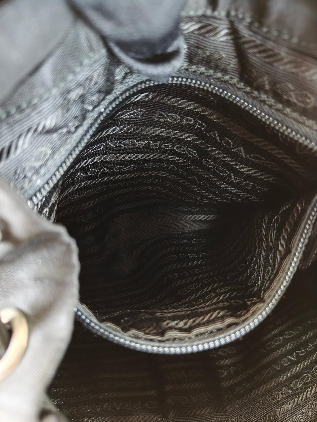 PRADA Nylon Leather Backpack Drawstring Flap Blac… - image 13