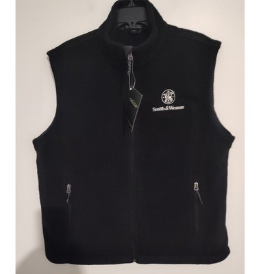 Crossland Mens Fleece Vest Black Smith & Wesson Embroidered Logo Full Zip Large