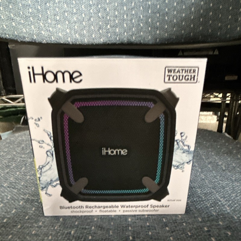 iHome iBT371 Black Bluetooth Waterproof Rechargeable Shockproof LED Speaker