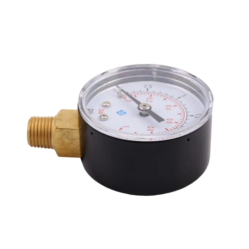 0-1bar 50mm Water Pressure Meter 1/4 inch NPT Thread Manometer -50-15psi N6W4 - Image 2 of 4