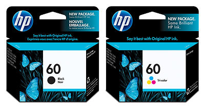 #ad GENUINE NEW HP 60 CC640WN CC643WN Black Color Ink Cartridge 2 Pack $24.99