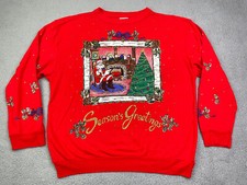 Vintage Holiday Time Sweatshirt SIZE L Ugly Christmas Village Sweater USA MADE