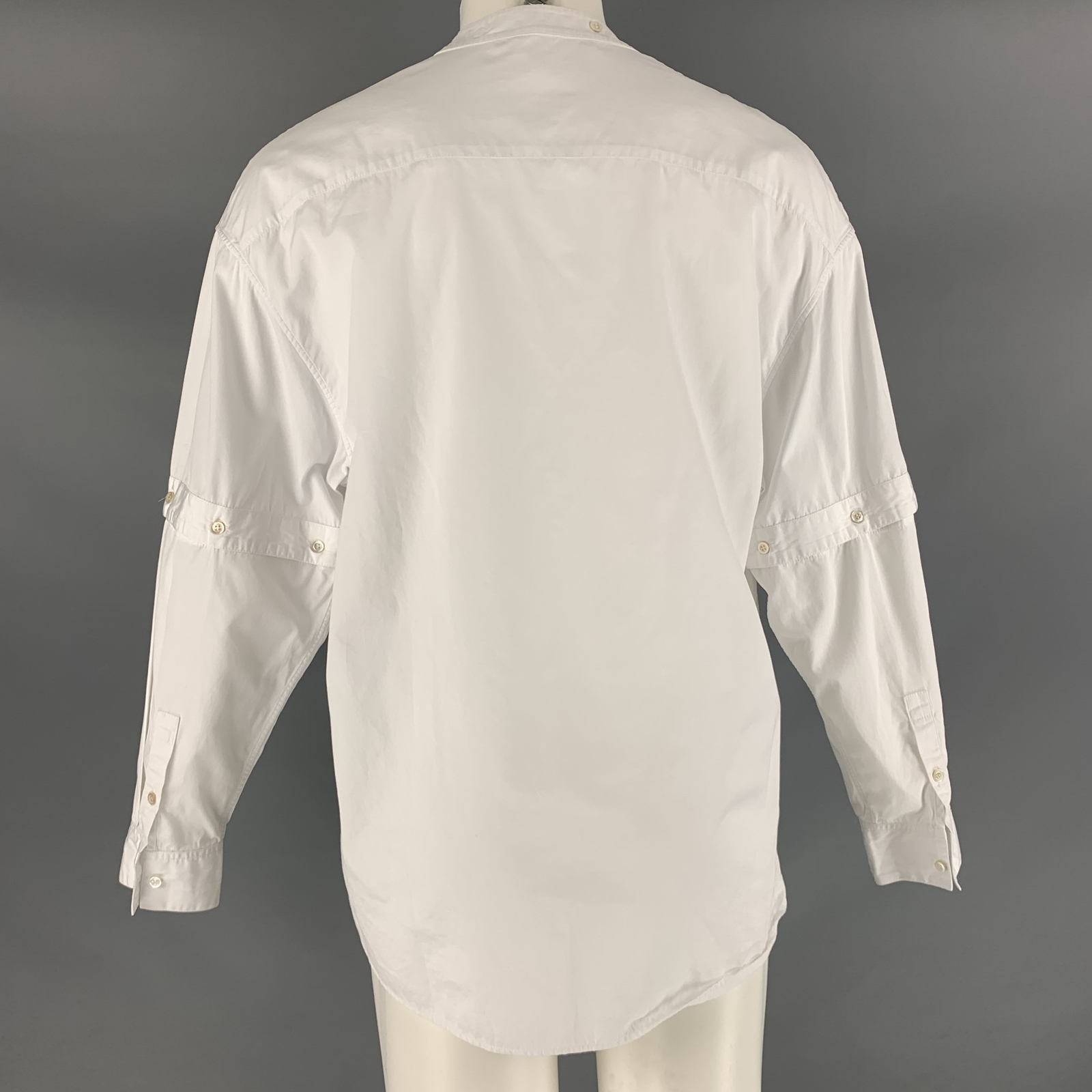 HUSSEIN CHALAYAN Size S White Solid Cotton Nehru … - image 3