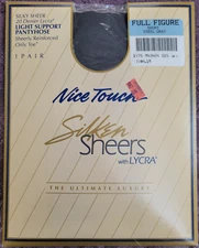 Sears Nice Touch SILKEN SHEERS Pantyhose w/Lycra Full Figure Short Steel Gray