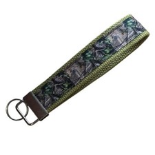 Camouflage Keychain Wristlet Handmade Fabric Key FOB Hunting Outdoors Camo Green