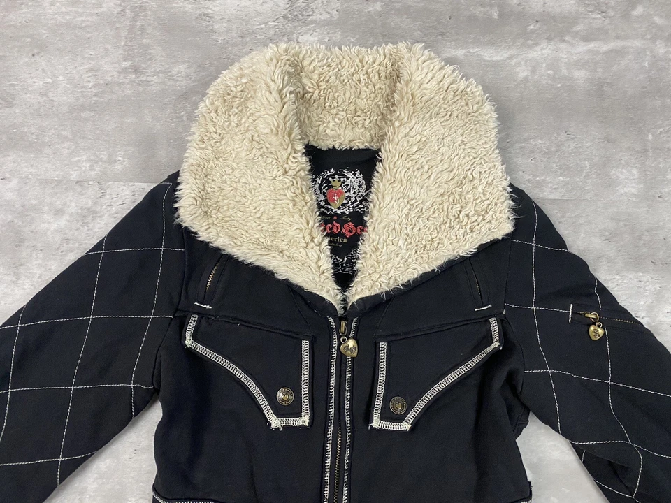 Twisted Heart Cremallera Sudadera Chaqueta Cuello Piel Sintética Y2K 2000s 00s Foto 2 de 4