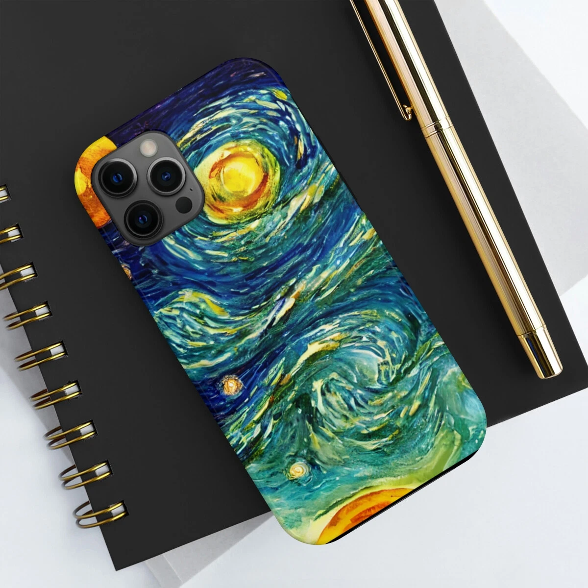 Coque iPhone 16 Pro - Silicone rigide noir Tableau art - La Nuit
