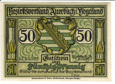 50 Pf Auerbach (G/M 53.1a / L 51.1) KN 3 mm ohne Serie vor KN, Papier weiß glatt