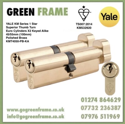 Yale KM Superior Daumendrehzylinder gleich verschlüsselt 45/55 mm (100 mm) KMT4050-PB-KA