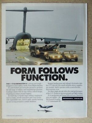12/1994 PUB MCDONNELL DOUGLAS C-17 GLOBEMASTER III HUMVEE HOWITZER ORIGINAL AD