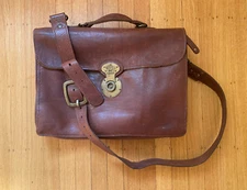 WILL LEATHER GOODS  "Jacques" Burnished Cognac Leather Briefcase / Messenger Bag