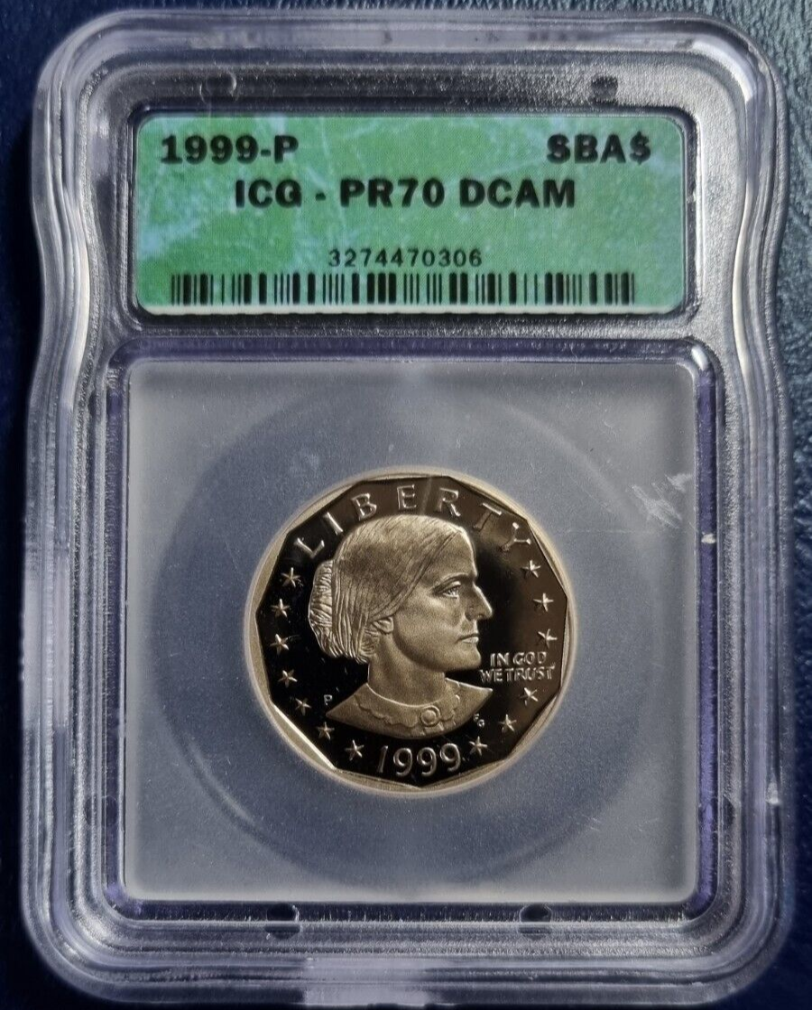 1999 P Susan B Anthony Dollar ICG PR70DCAM DEEP CAMEO PROOF #80023