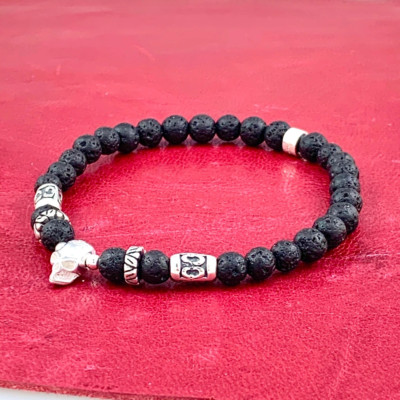925er Silber + LAVA Herrenarmband #SKULL & LYS d'Oz  NEU 21cm Armband Herren