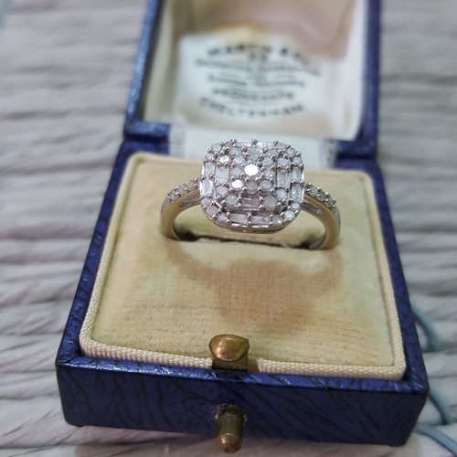 Art Deco 925 Sterling Silver Ring, Natural Diamonds, 0.350ct, Size O.5 US 7.25 - Picture 6 of 8