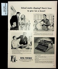 1947 Royal Portable Typewriter Boy Student Keyboard Vintage Print Ad 29990 thumbnail