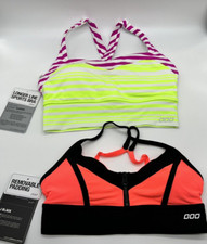 New Set 2 LORNA JANE ATHLETIC SPORT BRA YOGA GYM Women SZ S Tang. Black  STRIP