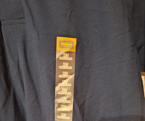 NUEVO CON ETIQUETAS Camisa Polo Foundry Para Hombre XLarge Alta Azul Marino Manga Corta - Imagen 5 de 6