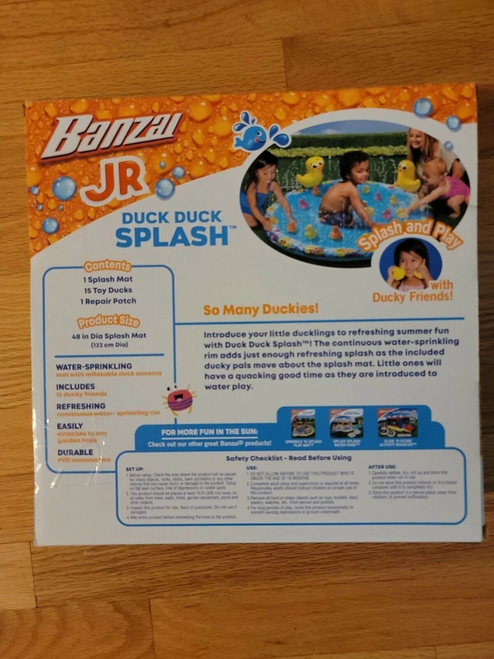 Banzai Jr Duck Duck Splash Inflatable Kiddie Splash Pad Mat + 15 Duckies NEW - Image 2 of 4