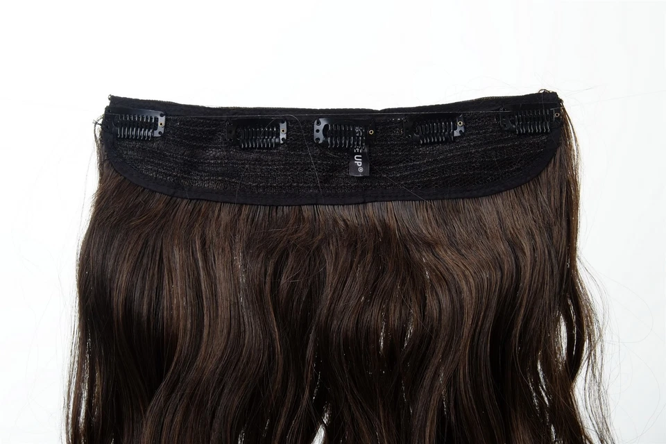 Extension Haarverlängerung Clip-In 5 Clip lockig zweifarbig Ombre Braun 50cm - Bild 3 von 3