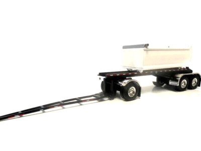 DCP First Gear 1/64 Scale Black Rogue Transfer Dump Trailer & White end dump bed