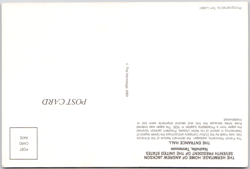 Nashville Tennessee Hermitage Andrew Jackson Home Entrance Hall Vintage