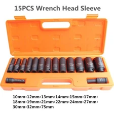 15PCS Hexagon Socket Ratchet Wrench Head Sleeve Torque Spanner Auto Repairing