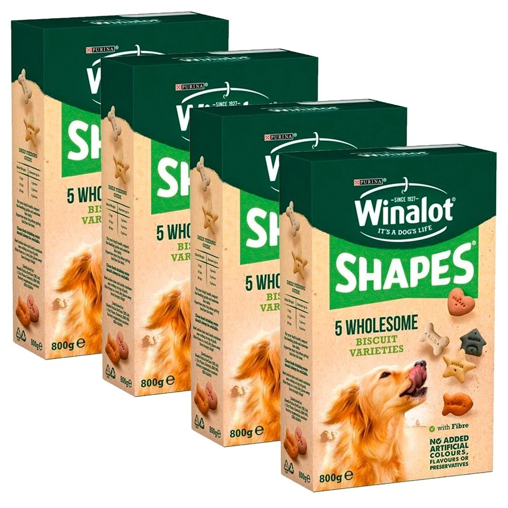 4 x 800g Purina Winalot Shapes Dog Biscuits Complete Pet Tasty Dry