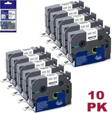 10PK For Brother P-Touch TZe-231 TZ-231 12mm White Standard Laminated Label Tape