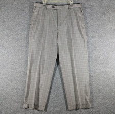 Stacy Adams Gold Label Black  Gray Plaid Check Dress Pants Mens Size 38R X 29