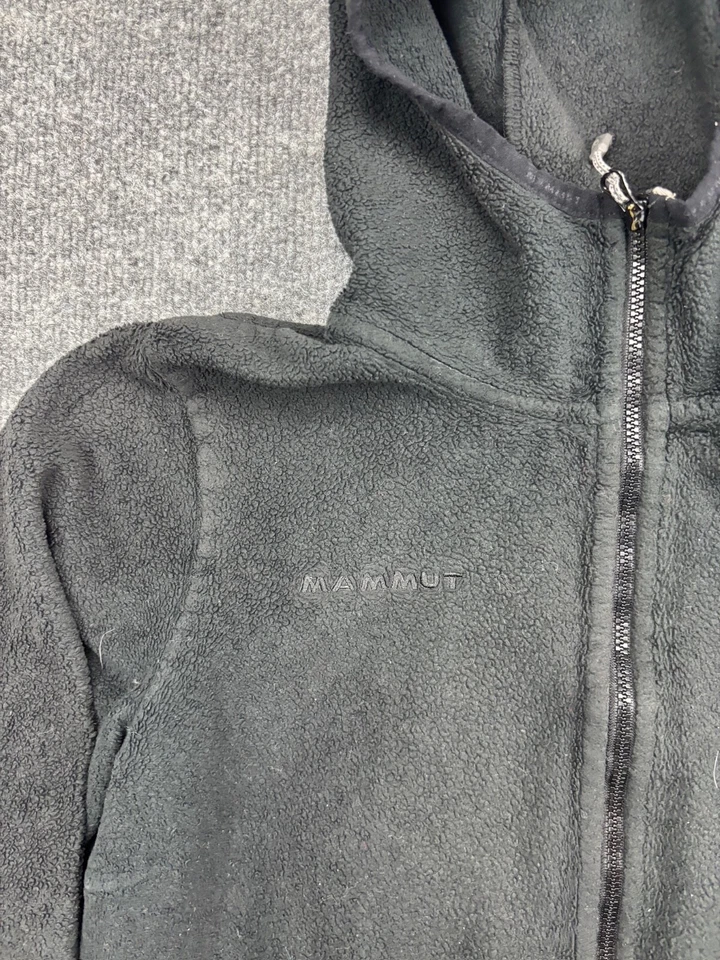 Chaqueta polar Mammut Sherpa para mujer pequeña negra con capucha cremallera completa bolsillos con cremallera Foto 2 de 4