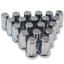 33mm Lug Nut Covers Chrome Push On Style Plastic Flanged Silo Style 20 Pack