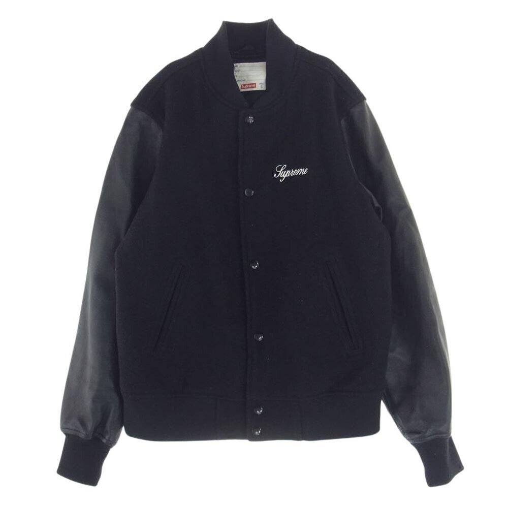 Supreme 15AW Wool Varsity Crew Ceam Jacket Sleeve Leather Supreme 15AW Wool Varsity Crew Ceam Jacket Sleeve Leather