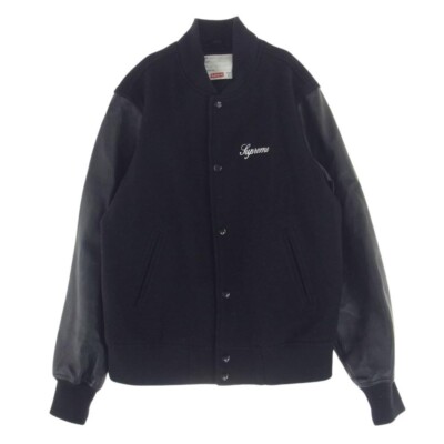 ジャケット・アウター Supreme 15AW Wool Varsity Crew Jacket M Supreme 15AW Wool Varsity Crew Ceam Jacket Sleeve Leather Stadium