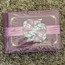 Creative Memories 5x7 Mauve Purple Sentiments Scrapbook Album RARE Gold Accents