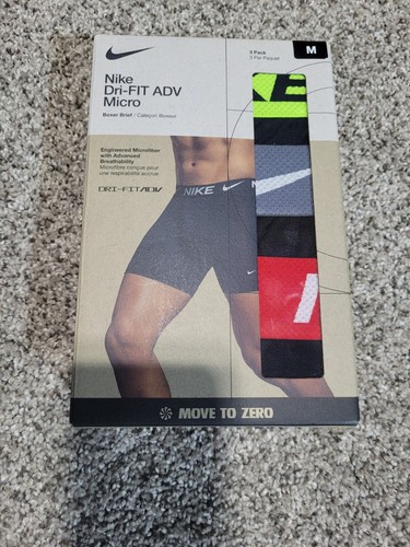 Nike 3 Pk Mens Med 32-34 Dri-FIT ADV Microfiber Boxer Briefs Logo Waistband - Picture 3 of 8