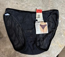 VINTAGE WARNERS SHIMMERY STRETCH BIKINI PANTY SIZE 5. BLACK. TLC. BLEACH SPOTS