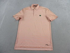 RLX Ralph Lauren Polo Shirt Mens Medium Orange White Stripe Pine Valley Golf