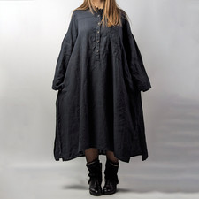 Ewa i Walla Embroidered Asymmetric Oversized Pleated Balloon Flare Linen Dress M