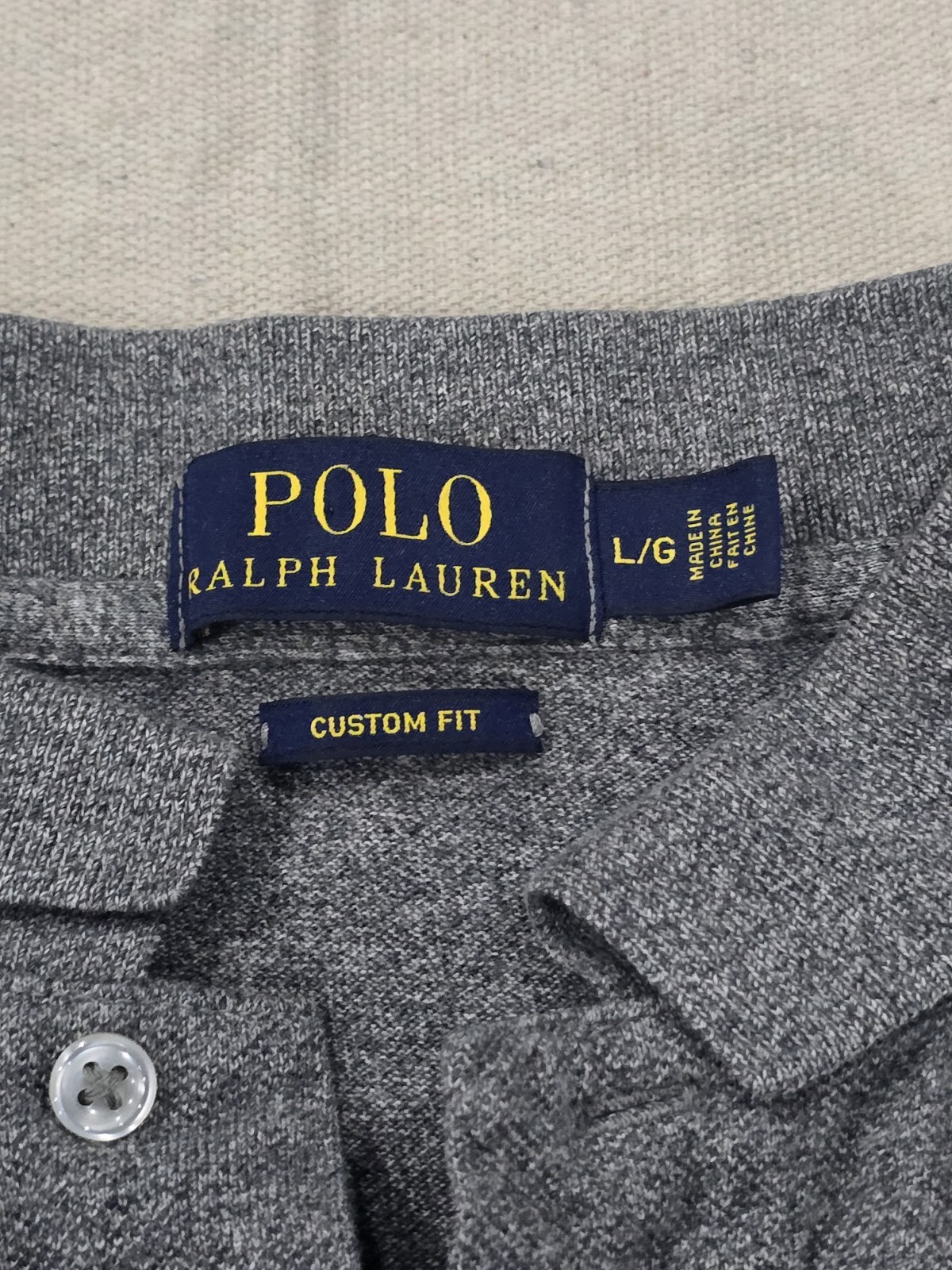 Polo Ralph Lauren Camicia Uomo L Grigio Tinta Unita Pony Polo Manica Corta