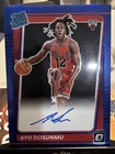 Ayo Dosunmu 2021-22 Donruss Optic Blue Prizm Rated Rookie On Card Auto /49 Bulls