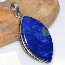 Marquise Lapis Lazuli 925 Silver Plated Pendant 2.1